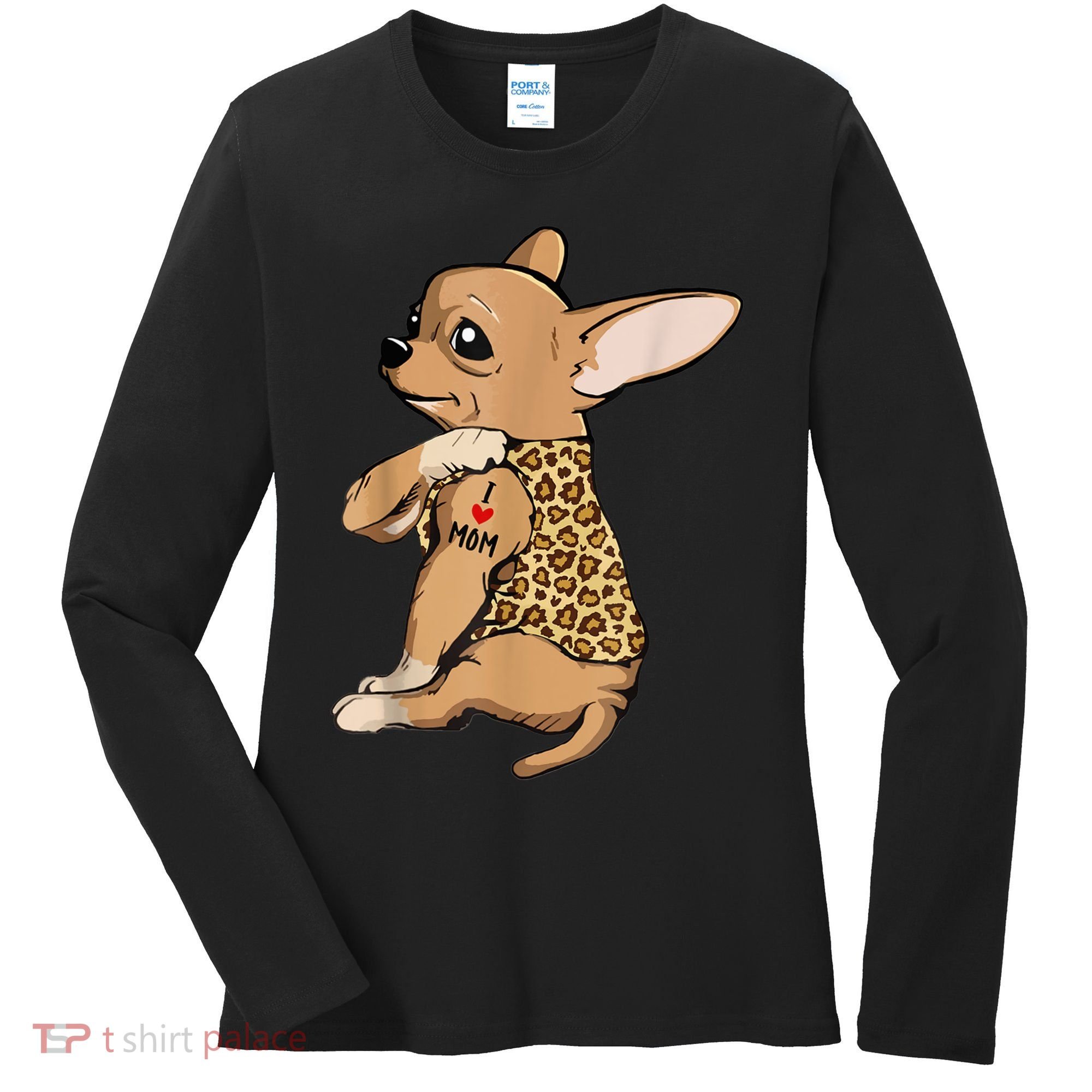 Chihuahua Tattoo I Love Mom Women's Long Sleeve Shirt