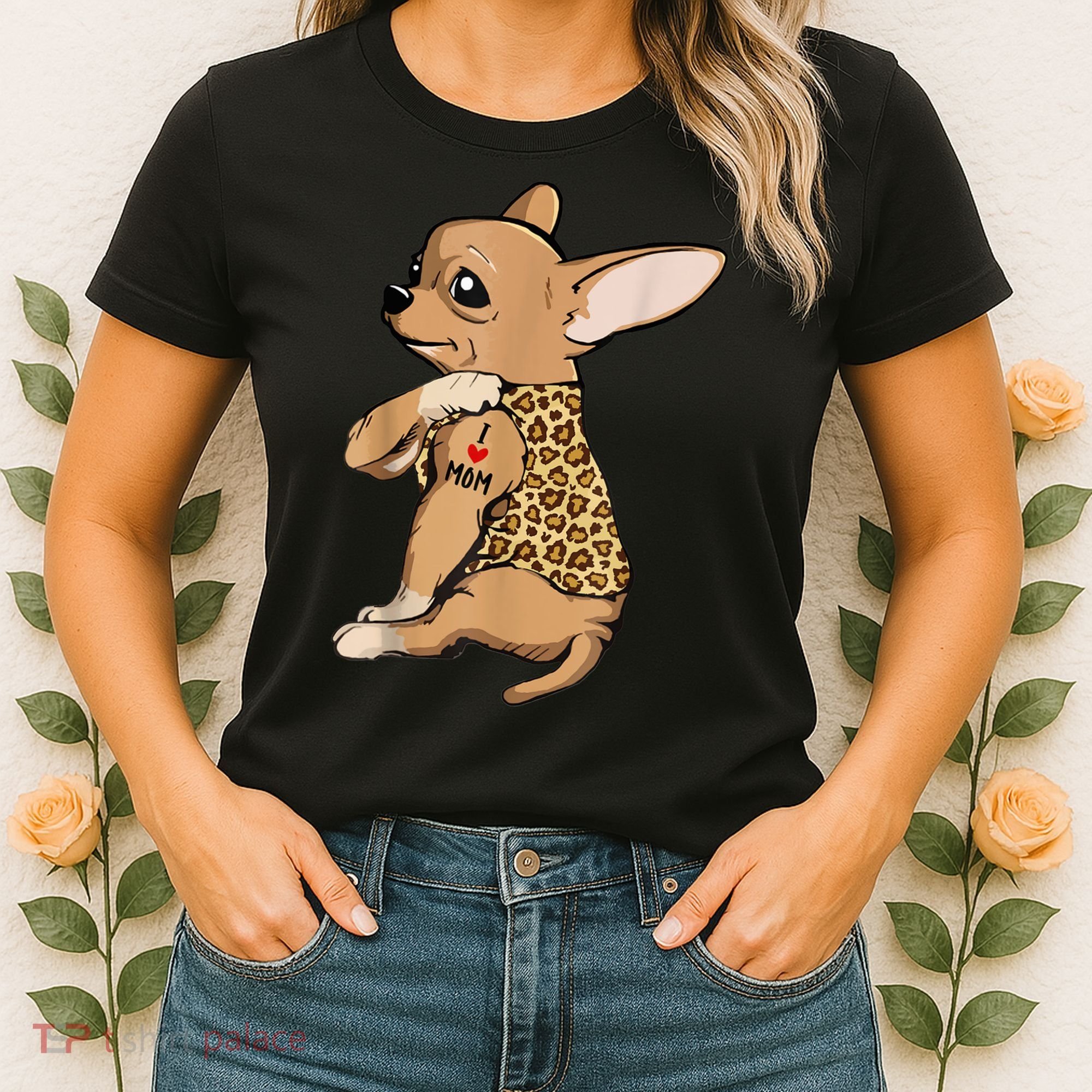 Chihuahua Tattoo I Love Mom Women's T-Shirt