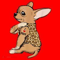 Chihuahua Tattoo I Love Mom Santa Hat thumb 1