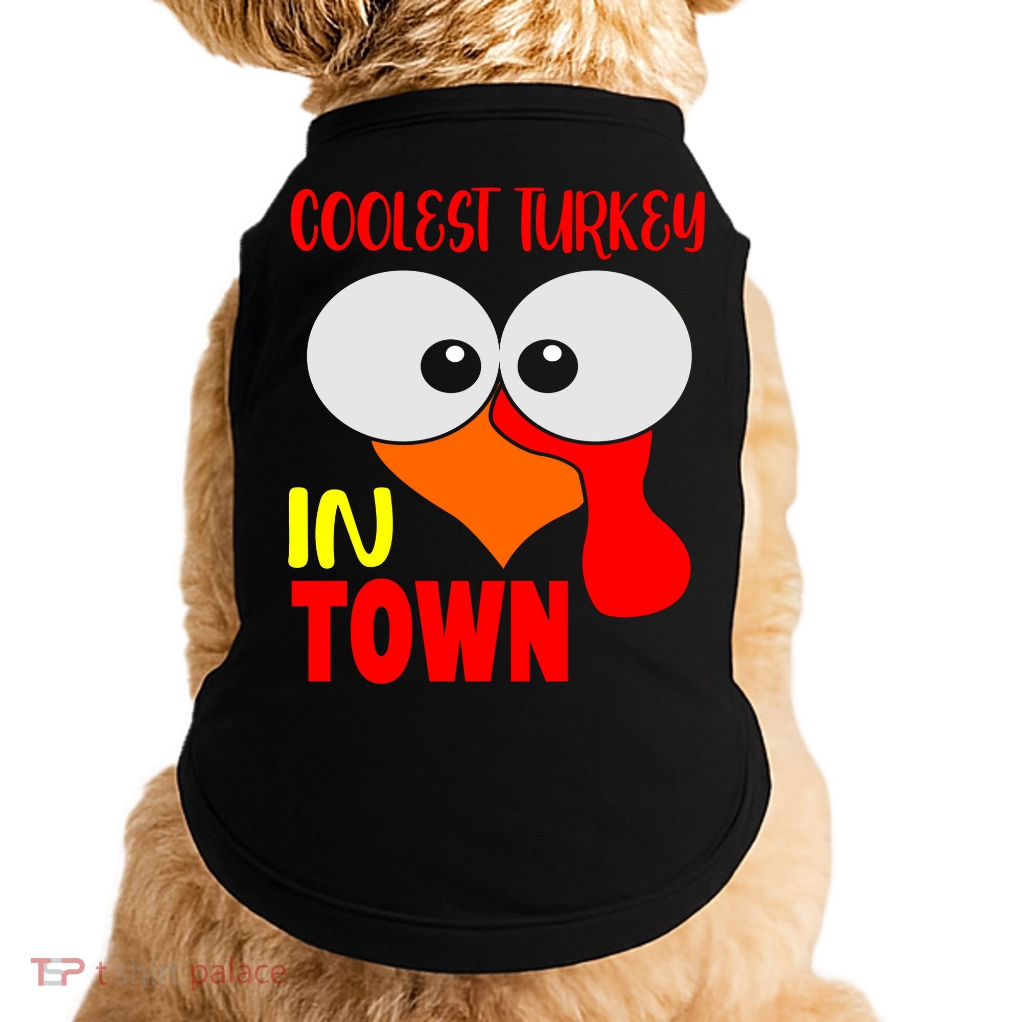 Coolest Turkey In Town Funny Thanksgiving Doggie Tank
