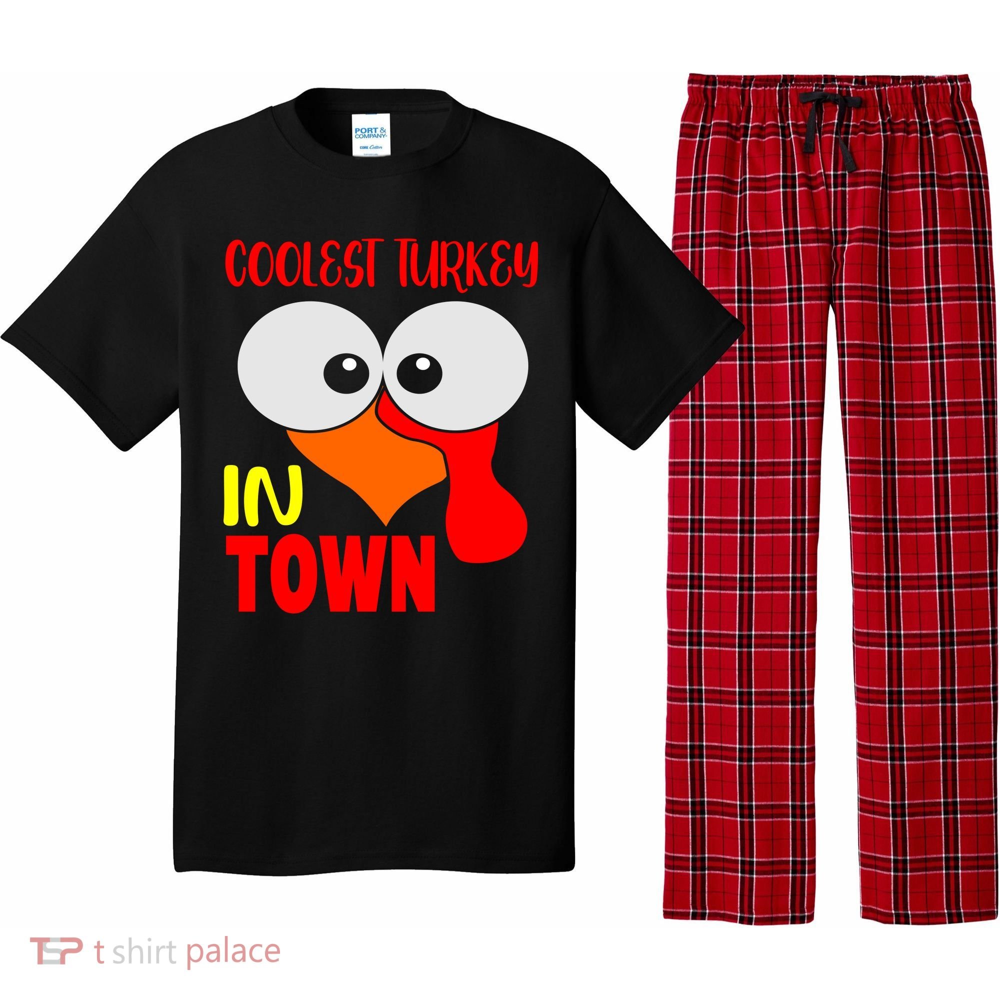 Coolest Turkey In Town Funny Thanksgiving Pajama Set