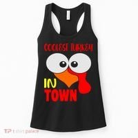 Coolest Turkey In Town Funny Thanksgiving Women's Tank Top thumb 0