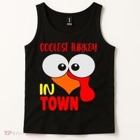 Coolest Turkey In Town Funny Thanksgiving Tank Top thumb 2