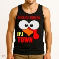 Coolest Turkey In Town Funny Thanksgiving Tank Top thumb 3