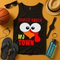 Coolest Turkey In Town Funny Thanksgiving Tank Top thumb 4