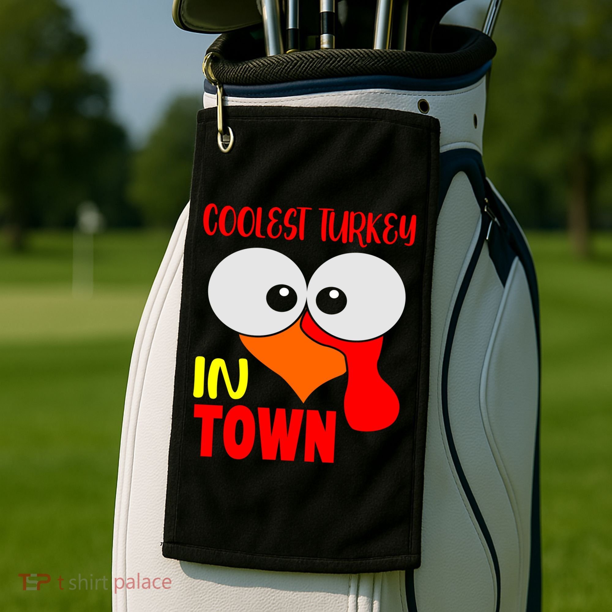 Coolest Turkey In Town Funny Thanksgiving Golf Towel
