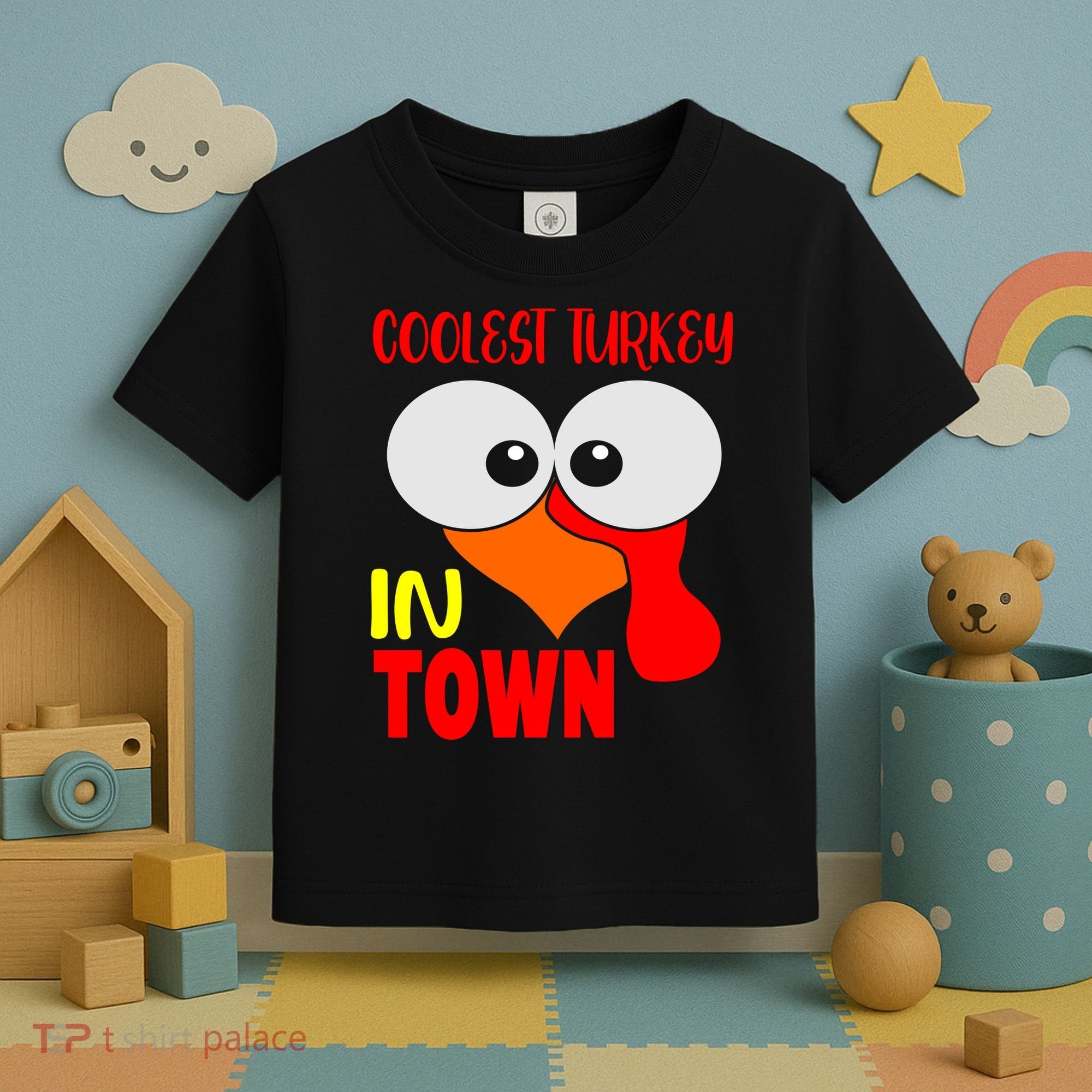 Coolest Turkey In Town Funny Thanksgiving Toddler T-Shirt