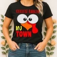 Coolest Turkey In Town Funny Thanksgiving Women's T-Shirt thumb 2