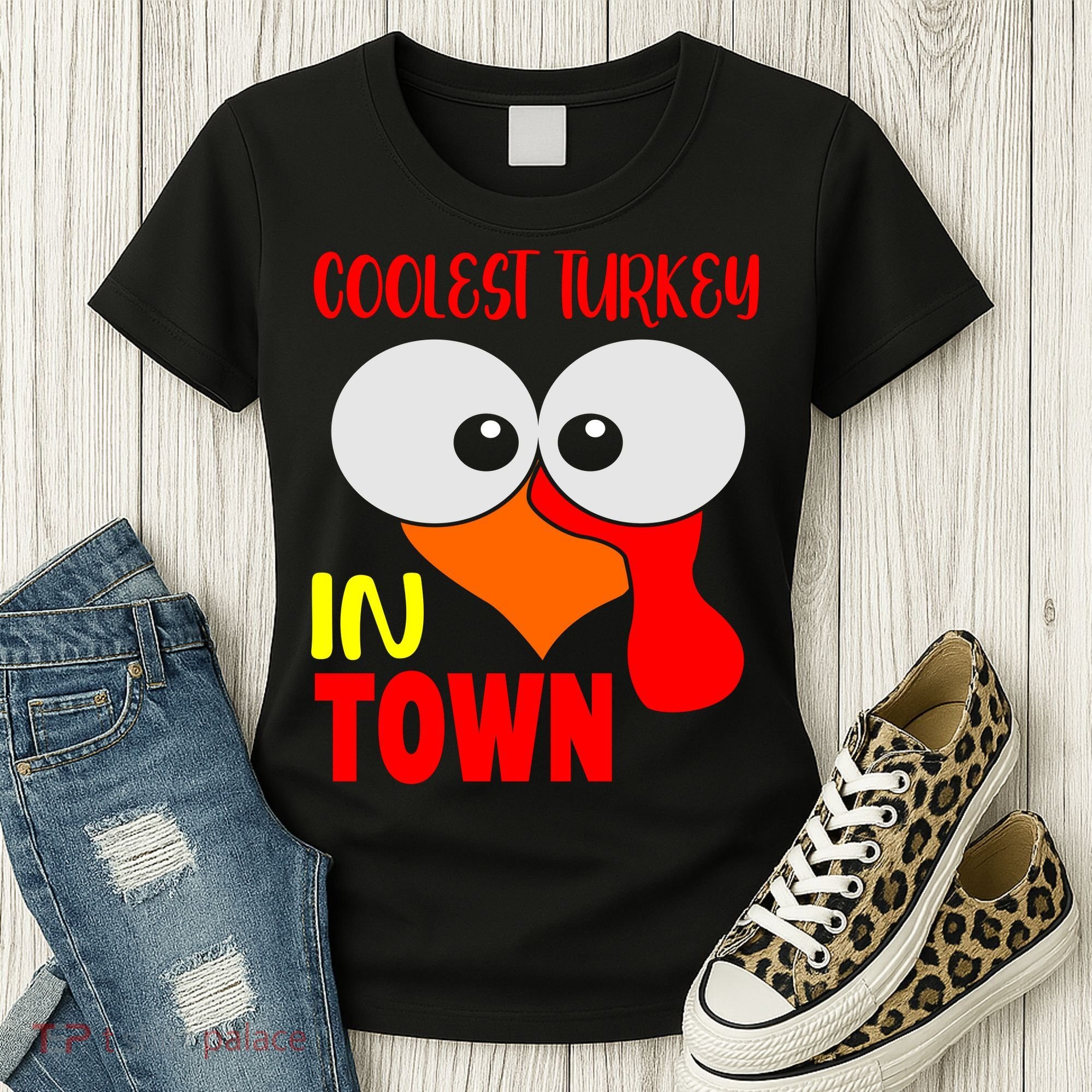Coolest Turkey In Town Funny Thanksgiving Women's T-Shirt