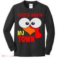 Coolest Turkey In Town Funny Thanksgiving Kids Long Sleeve Shirt thumb 0