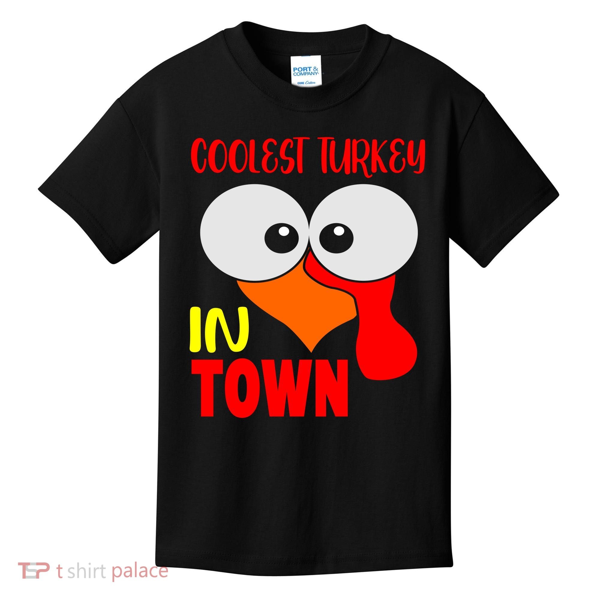 Coolest Turkey In Town Funny Thanksgiving Kids T-Shirt
