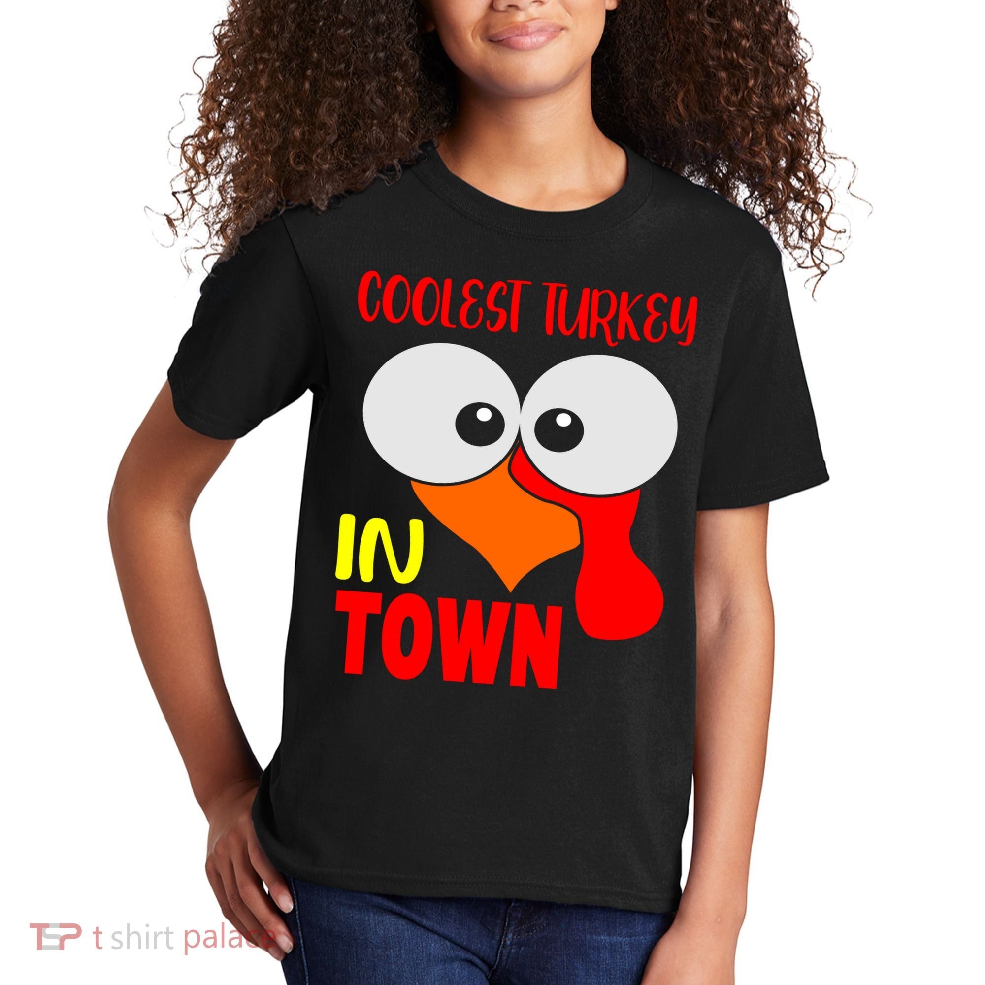 Coolest Turkey In Town Funny Thanksgiving Kids T-Shirt