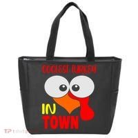 Coolest Turkey In Town Funny Thanksgiving Tote Bag thumb 0