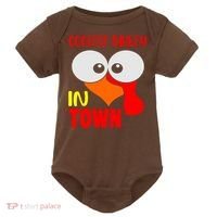 Coolest Turkey In Town Funny Thanksgiving Baby Bodysuit thumb 0