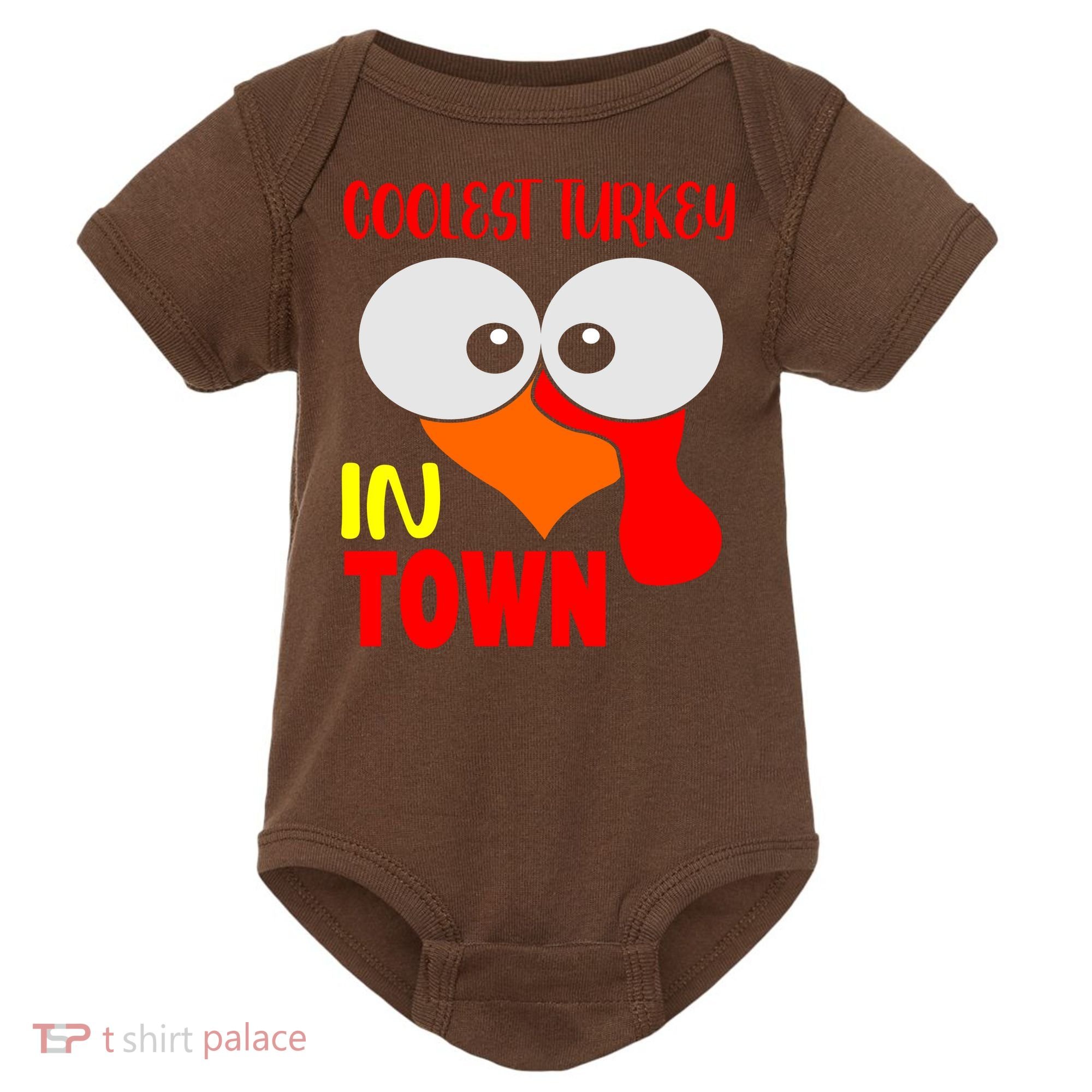 Coolest Turkey In Town Funny Thanksgiving Baby Bodysuit
