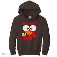 Coolest Turkey In Town Funny Thanksgiving Kids Hoodie thumb 0