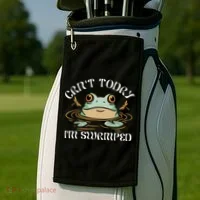 Can't Today I'm Swamped Toad Frog Meme Golf Towel thumb 2