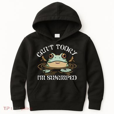 Can't Today I'm Swamped Toad Frog Meme Kids Hoodie
