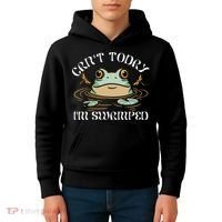 Can't Today I'm Swamped Toad Frog Meme Kids Hoodie thumb 4