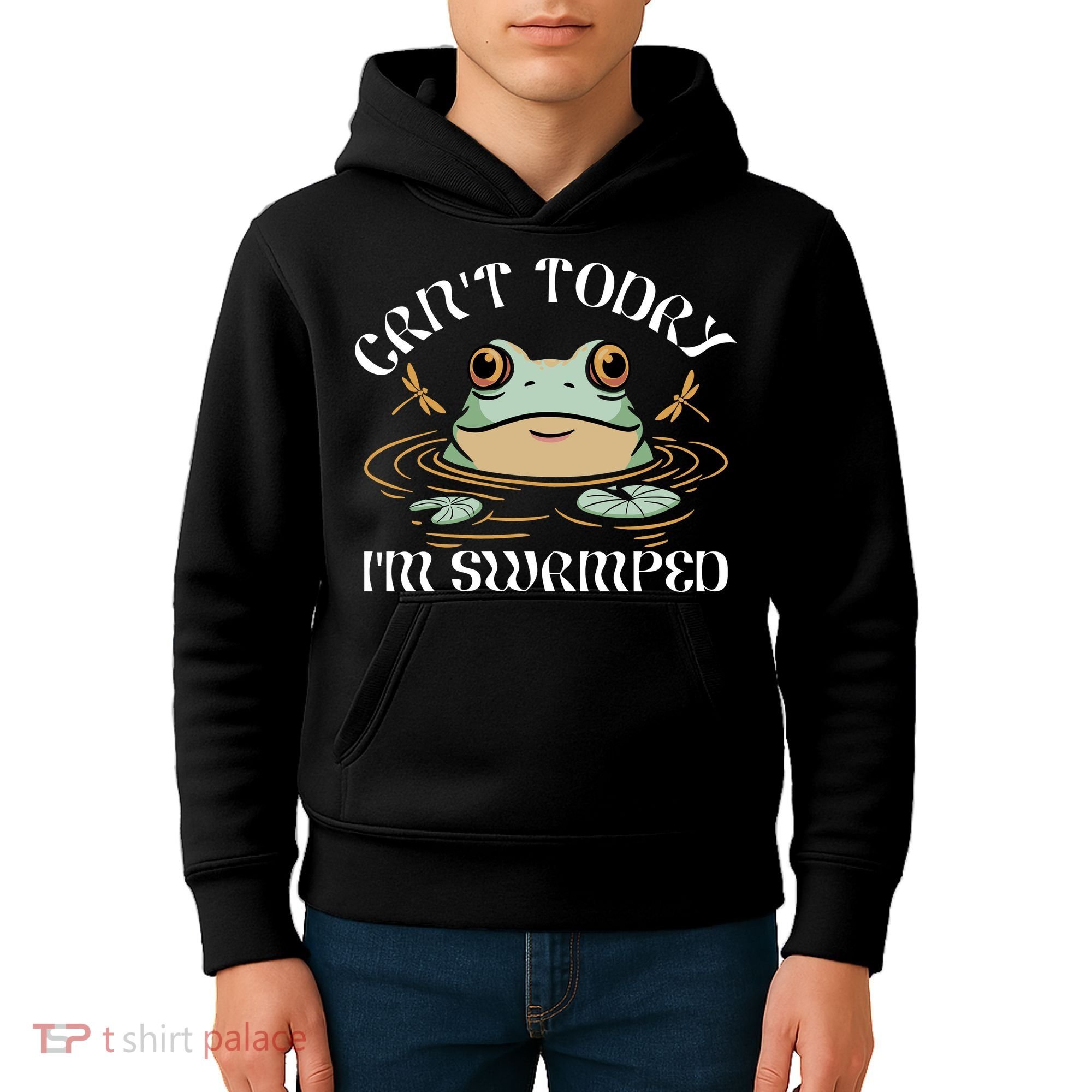 Can't Today I'm Swamped Toad Frog Meme Kids Hoodie