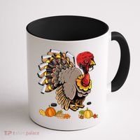 Cute Turkey Ice Hockey Player Turkeys Day Happy Thanksgiving Gift Coffee Mug thumb 1