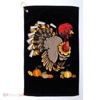 Cute Turkey Ice Hockey Player Turkeys Day Happy Thanksgiving Gift Golf Towel thumb 0