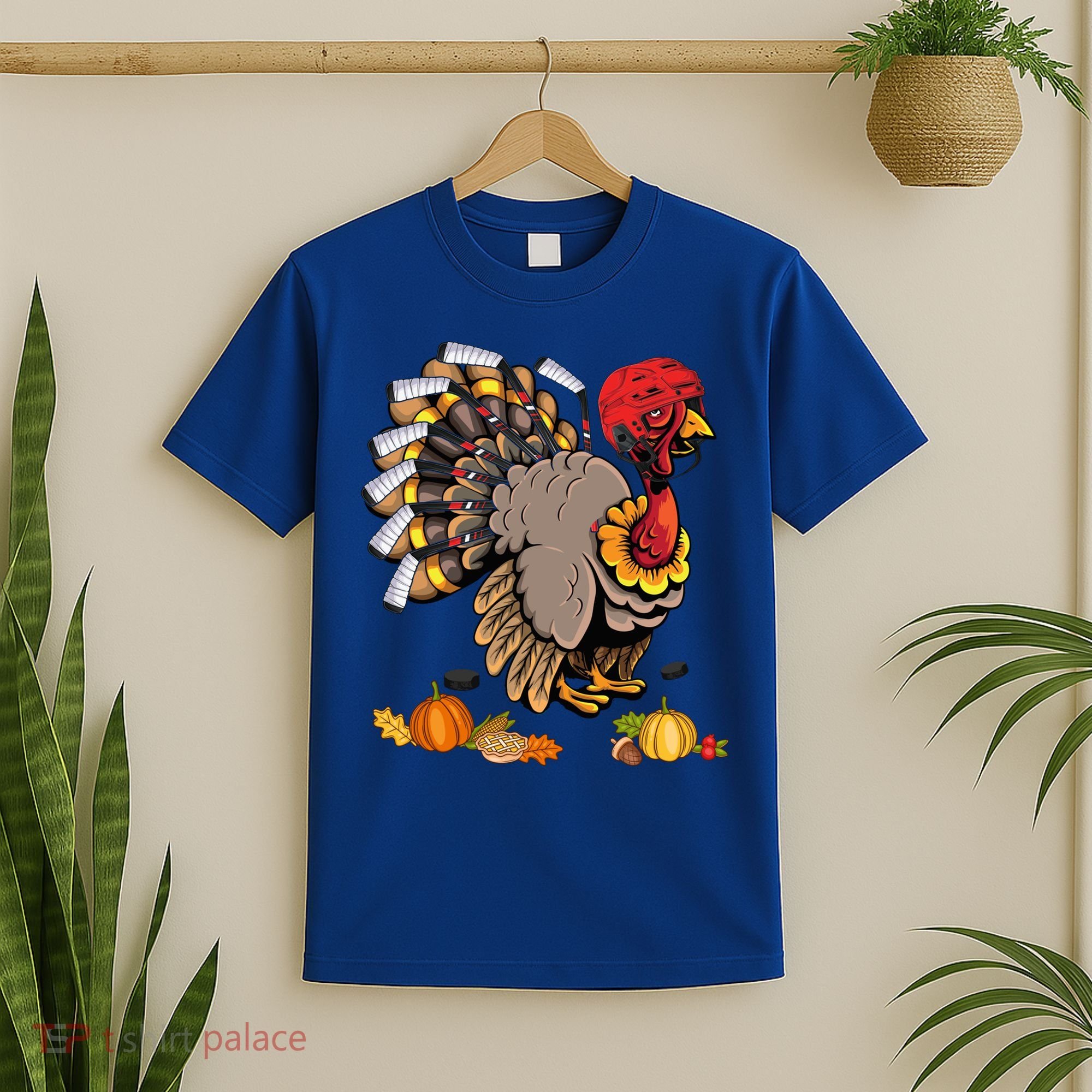 Cute Turkey Ice Hockey Player Turkeys Day Happy Thanksgiving Gift T-Shirt