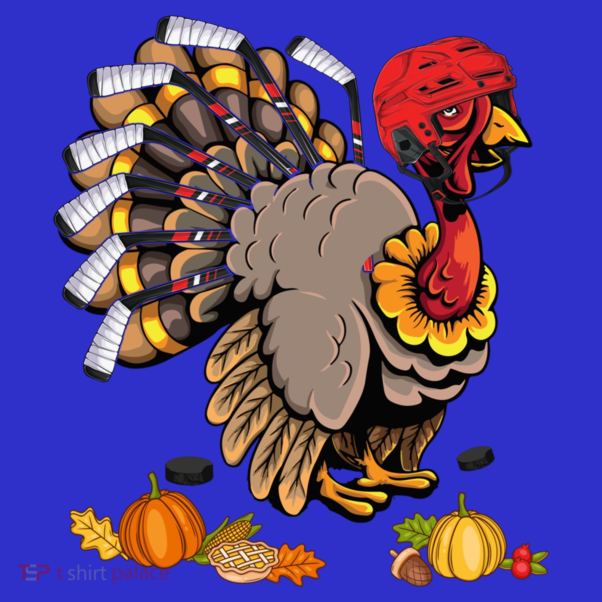 Cute Turkey Ice Hockey Player Turkeys Day Happy Thanksgiving Gift T-Shirt