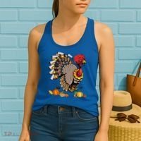 Cute Turkey Ice Hockey Player Turkeys Day Happy Thanksgiving Gift Women's Tank Top thumb 2