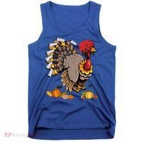 Cute Turkey Ice Hockey Player Turkeys Day Happy Thanksgiving Gift Tank Top thumb 0