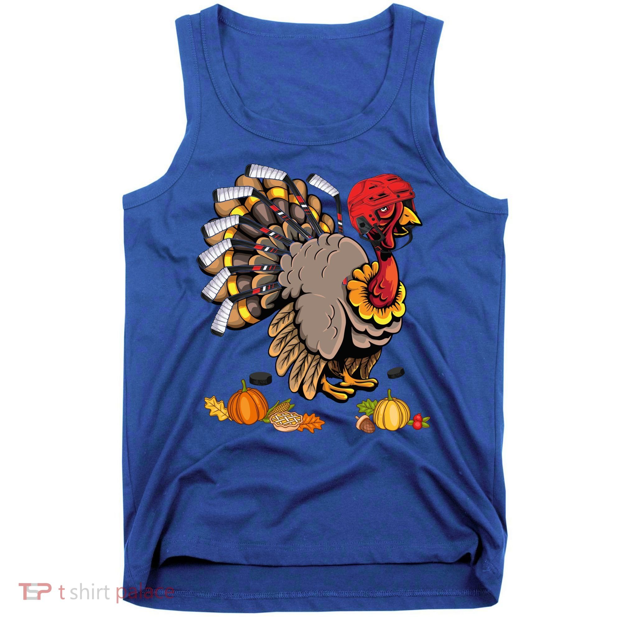 Cute Turkey Ice Hockey Player Turkeys Day Happy Thanksgiving Gift Tank Top