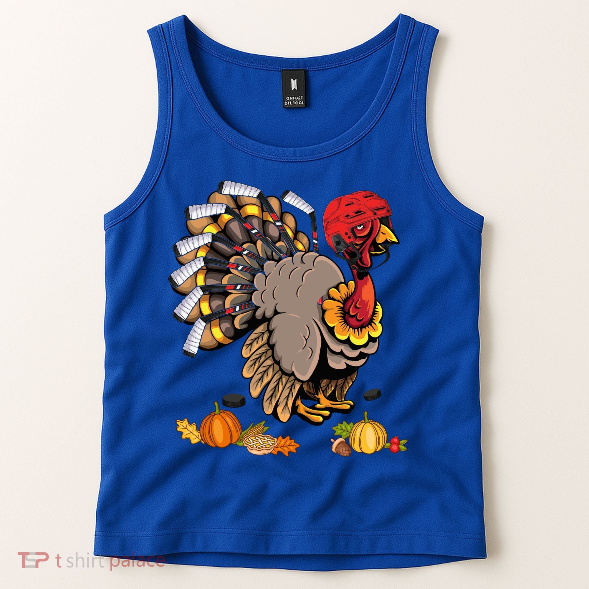 Cute Turkey Ice Hockey Player Turkeys Day Happy Thanksgiving Gift Tank Top