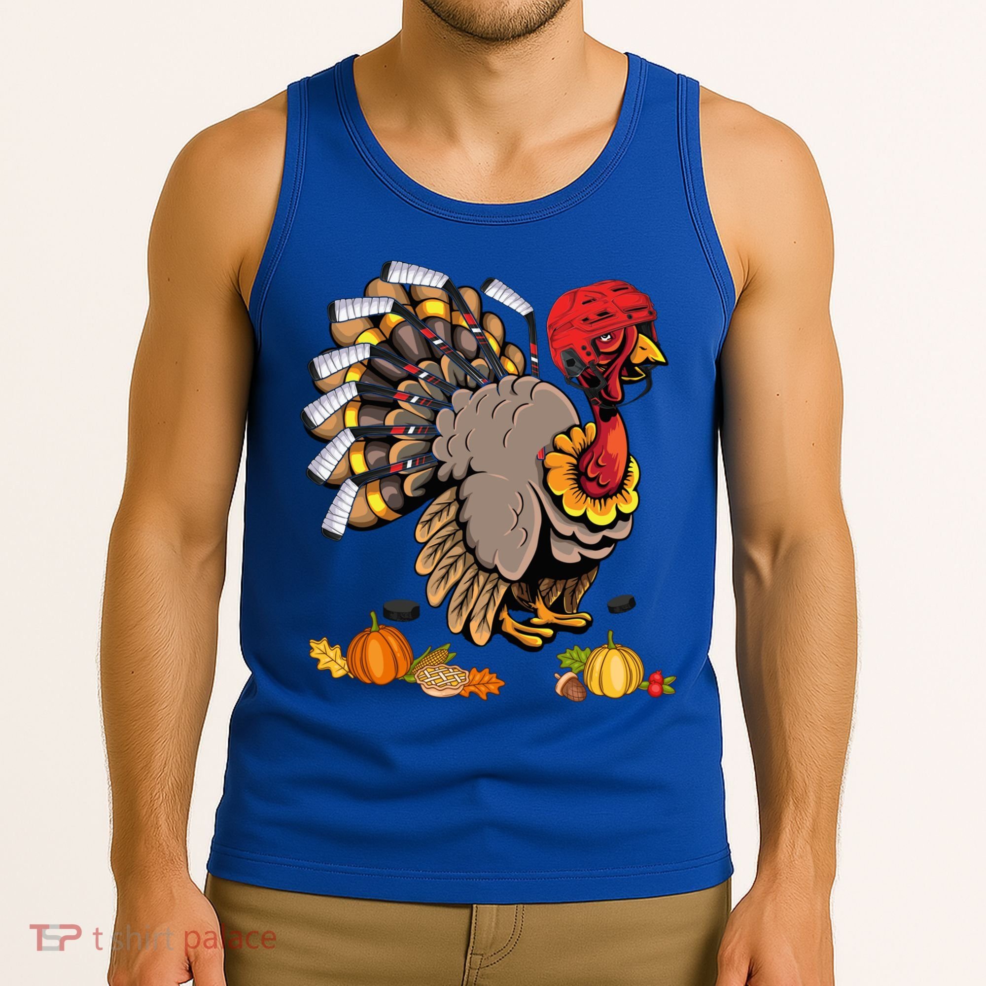 Cute Turkey Ice Hockey Player Turkeys Day Happy Thanksgiving Gift Tank Top