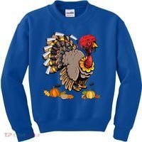 Cute Turkey Ice Hockey Player Turkeys Day Happy Thanksgiving Gift Kids Sweatshirt thumb 0