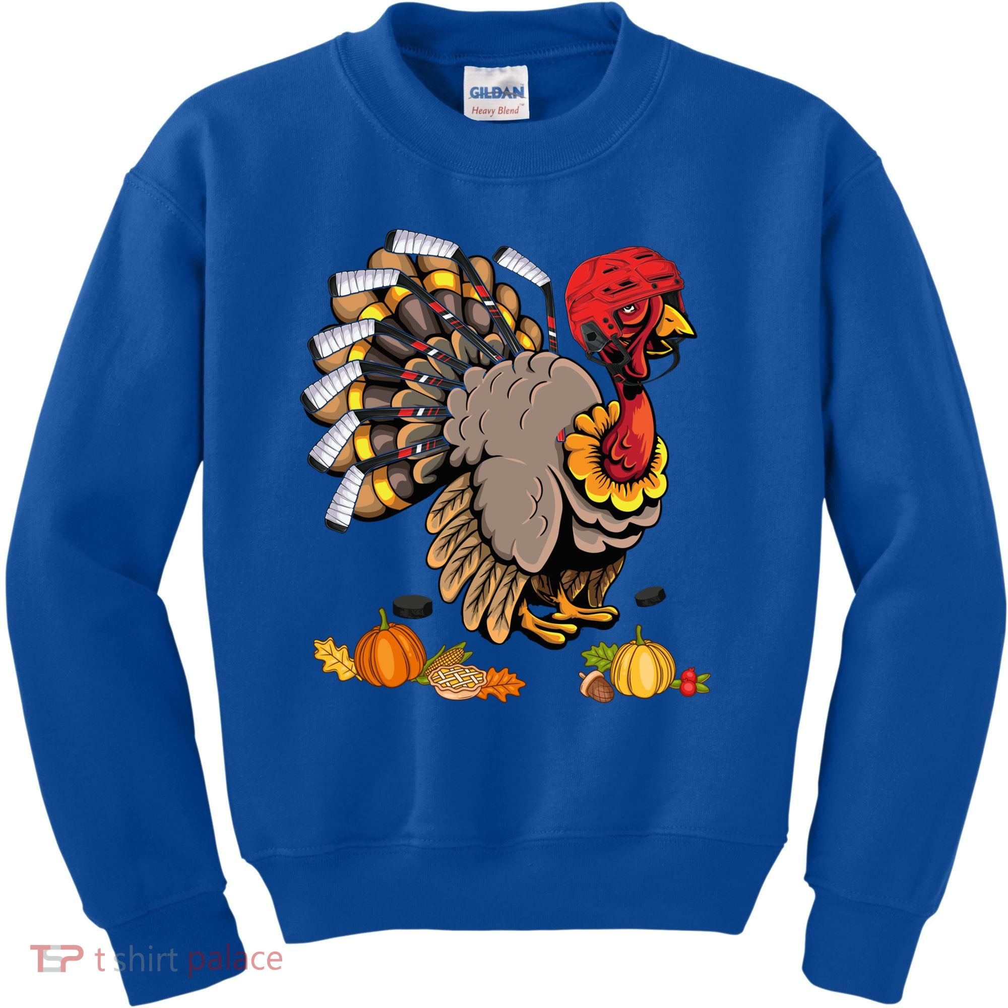 Cute Turkey Ice Hockey Player Turkeys Day Happy Thanksgiving Gift Kids Sweatshirt