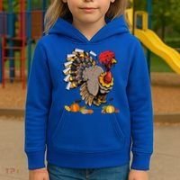 Cute Turkey Ice Hockey Player Turkeys Day Happy Thanksgiving Gift Kids Hoodie thumb 3