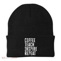 Coffee Teach Inspire Repeat For Teacher Coffee Lover Cute Gift Beanie thumb 0