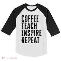 Coffee Teach Inspire Repeat For Teacher Coffee Lover Cute Gift Kids Colorblock Raglan Jersey thumb 0