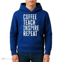 Coffee Teach Inspire Repeat For Teacher Coffee Lover Cute Gift Kids Hoodie thumb 4