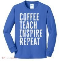 Coffee Teach Inspire Repeat For Teacher Coffee Lover Cute Gift Kids Long Sleeve Shirt thumb 0