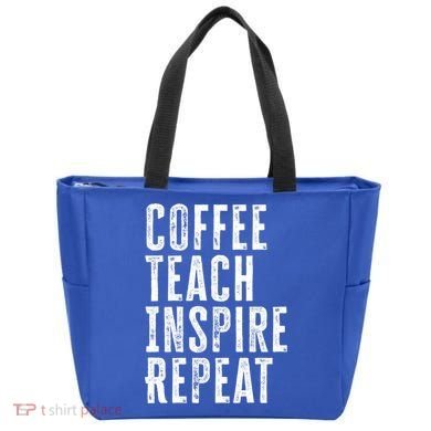 Coffee Teach Inspire Repeat For Teacher Coffee Lover Cute Gift Tote Bag