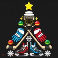 Christmas Tree Ice Hockey Christmas Tree Hockey Stick Gloves Great Gift Ornament thumb 1