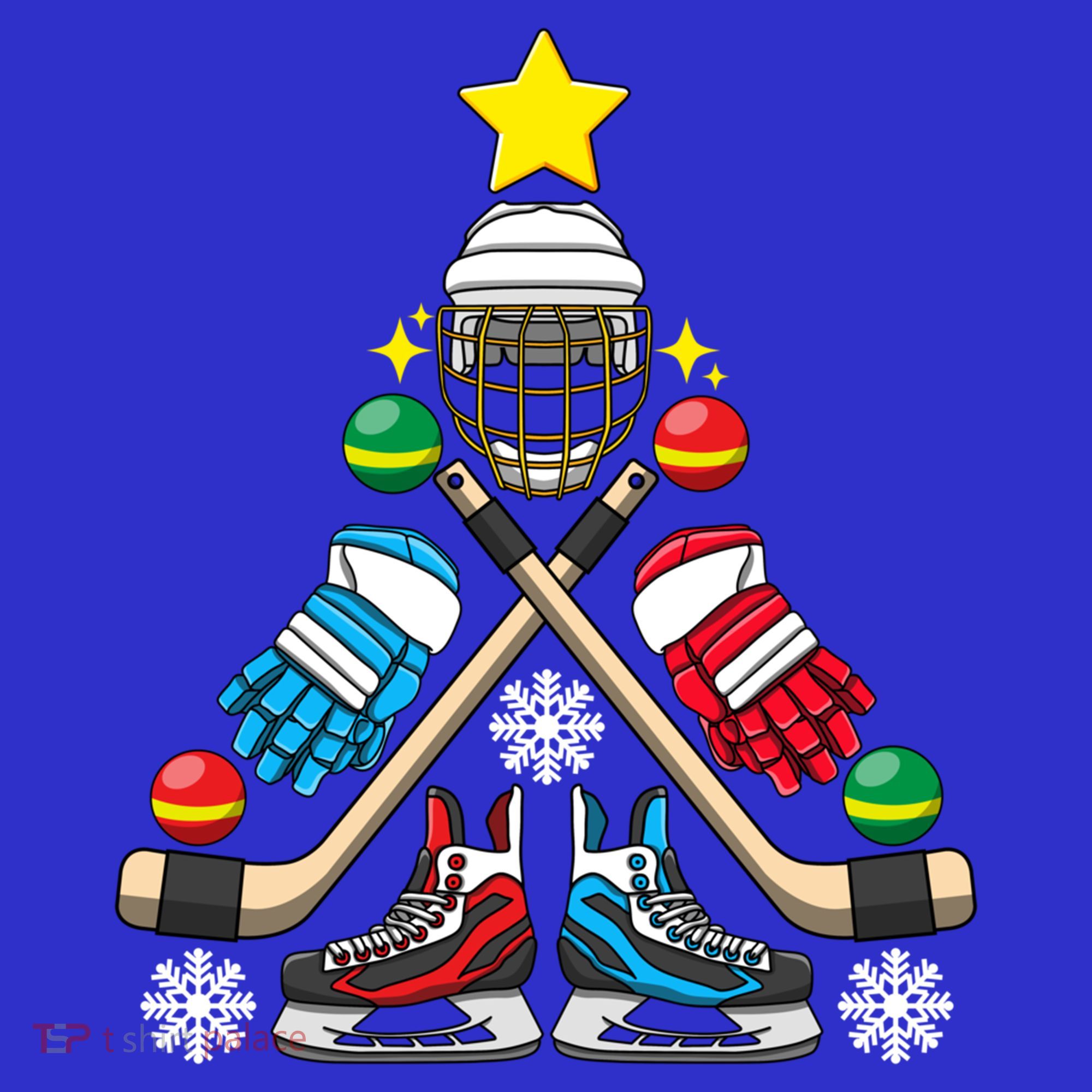 Christmas Tree Ice Hockey Christmas Tree Hockey Stick Gloves Great Gift Sweatshirt