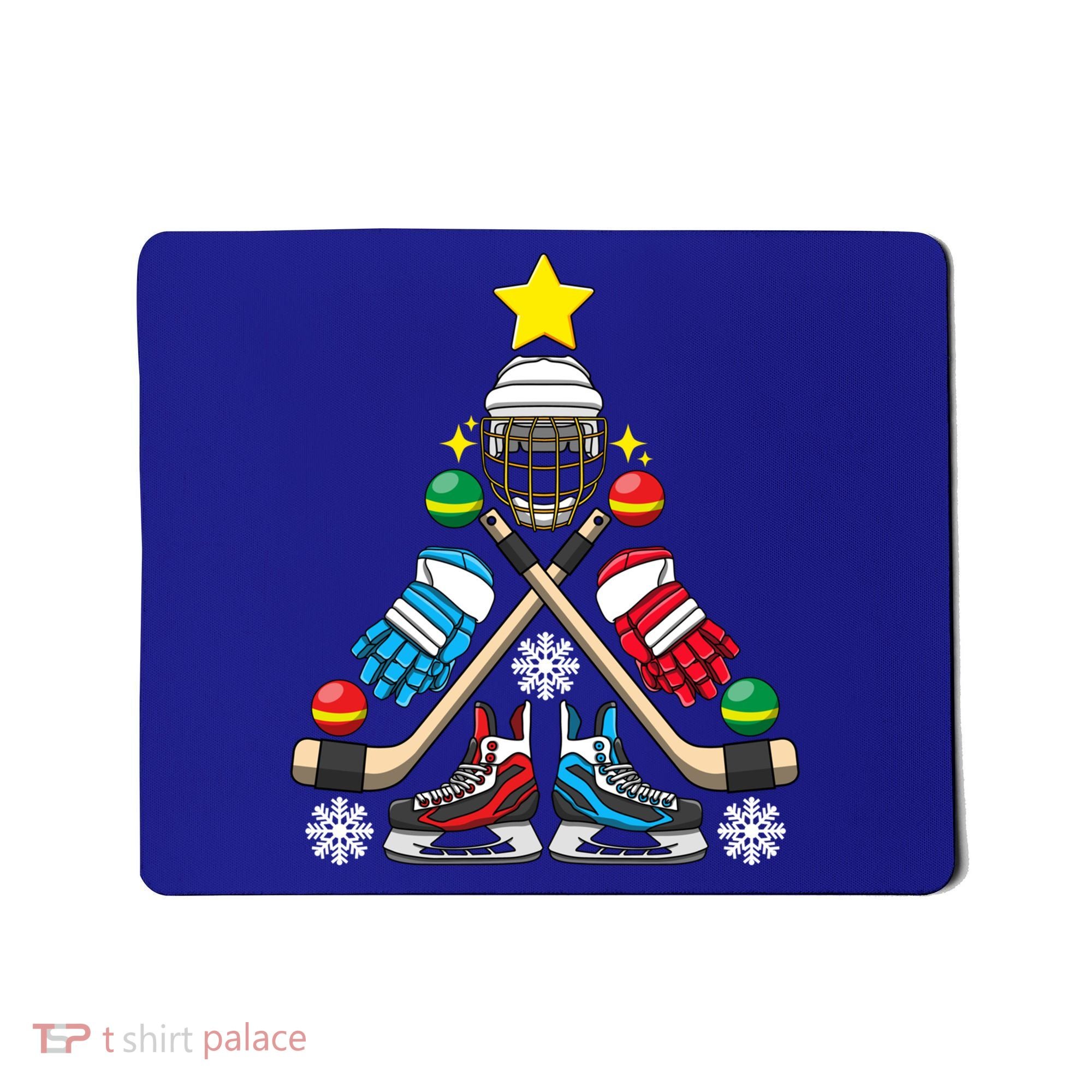 Christmas Tree Ice Hockey Christmas Tree Hockey Stick Gloves Great Gift Mousepad