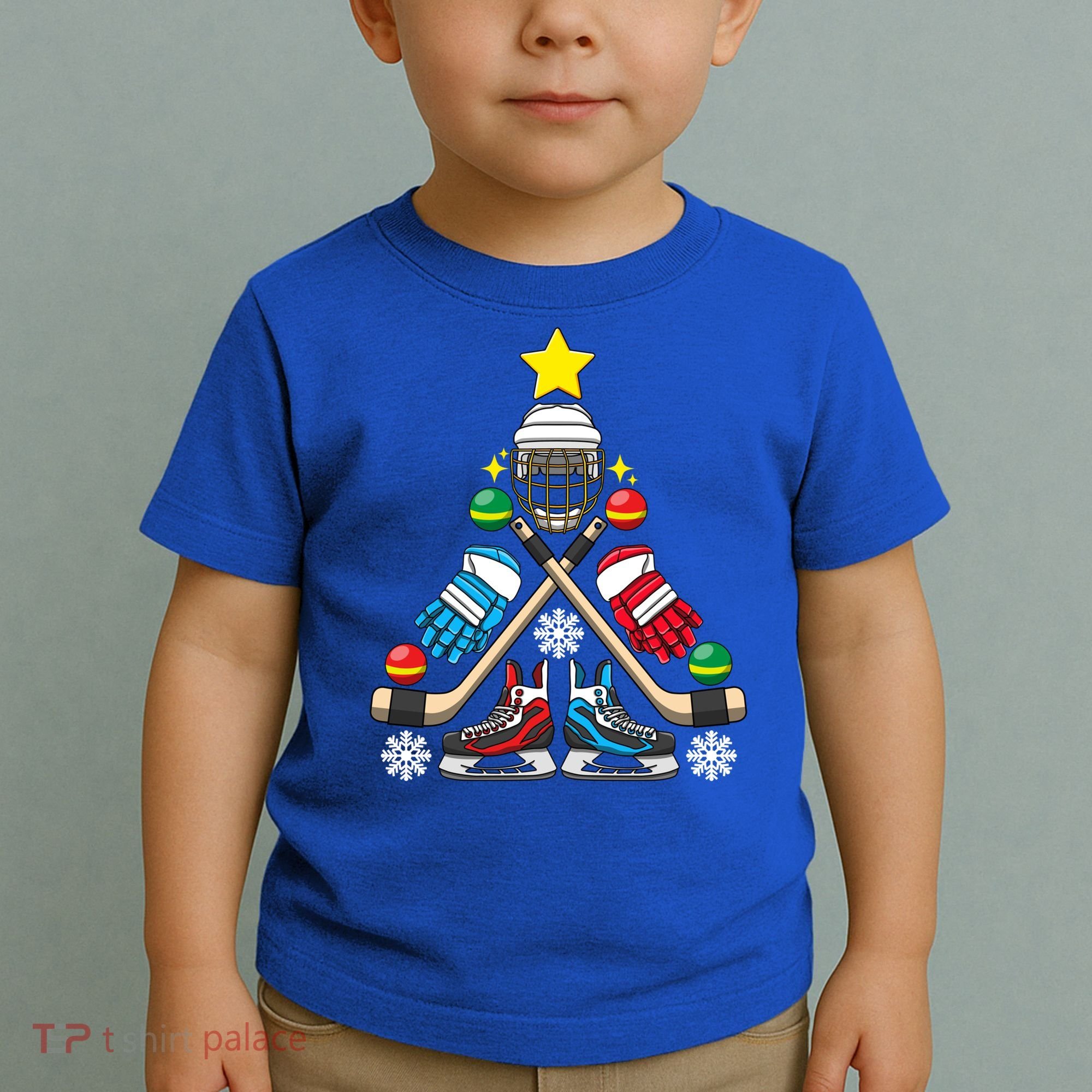 Christmas Tree Ice Hockey Christmas Tree Hockey Stick Gloves Great Gift Toddler T-Shirt