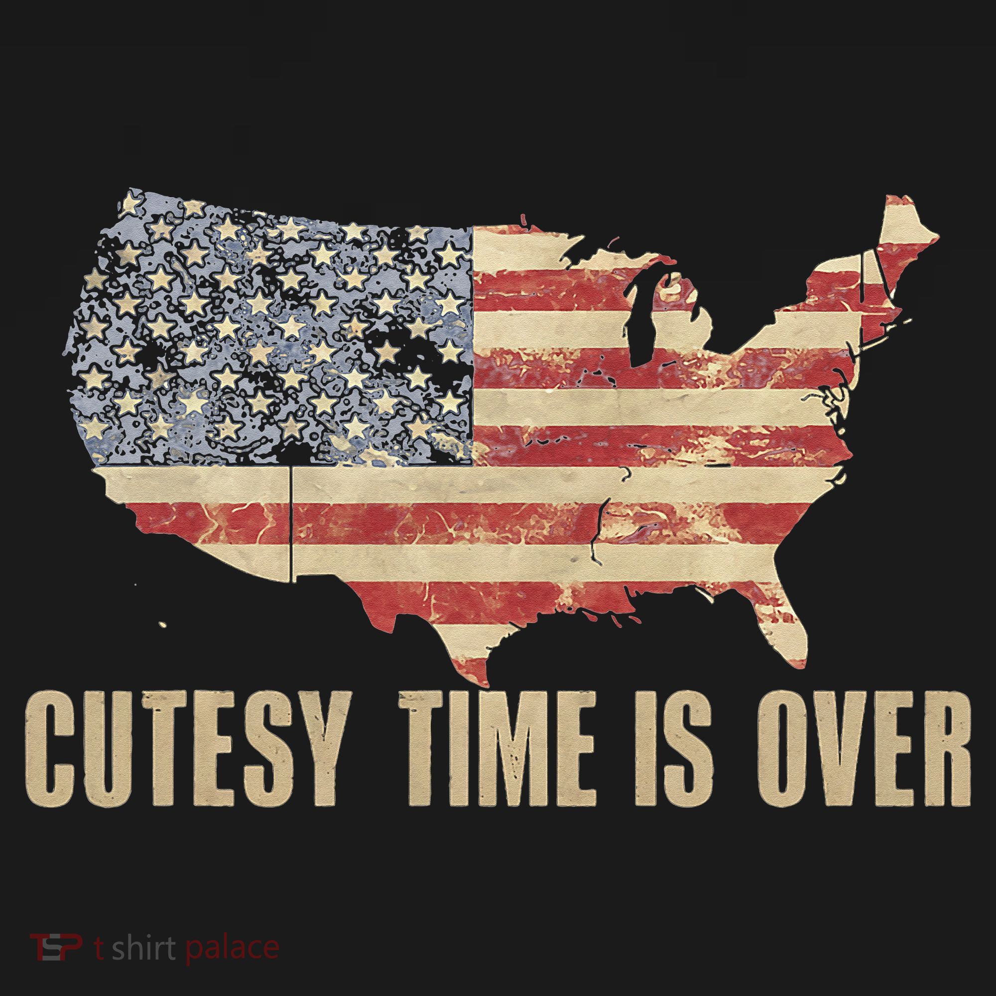 Cutesy Time Is Over American Flag Patriotic Women's Hoodie