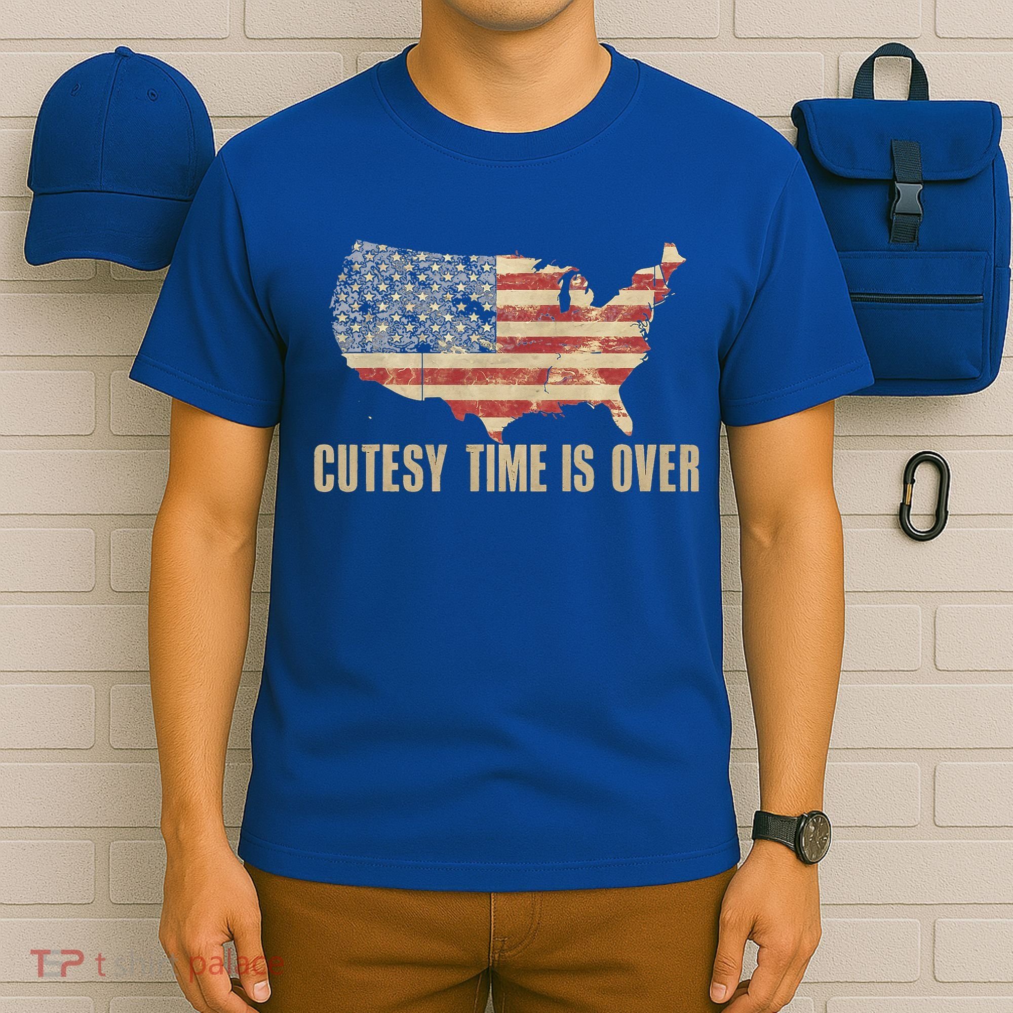 Cutesy Time Is Over American Flag Patriotic T-Shirt