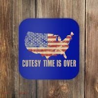 Cutesy Time Is Over American Flag Patriotic Coaster thumb 0