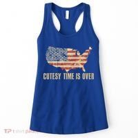 Cutesy Time Is Over American Flag Patriotic Women's Tank Top thumb 0