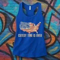Cutesy Time Is Over American Flag Patriotic Women's Tank Top thumb 3